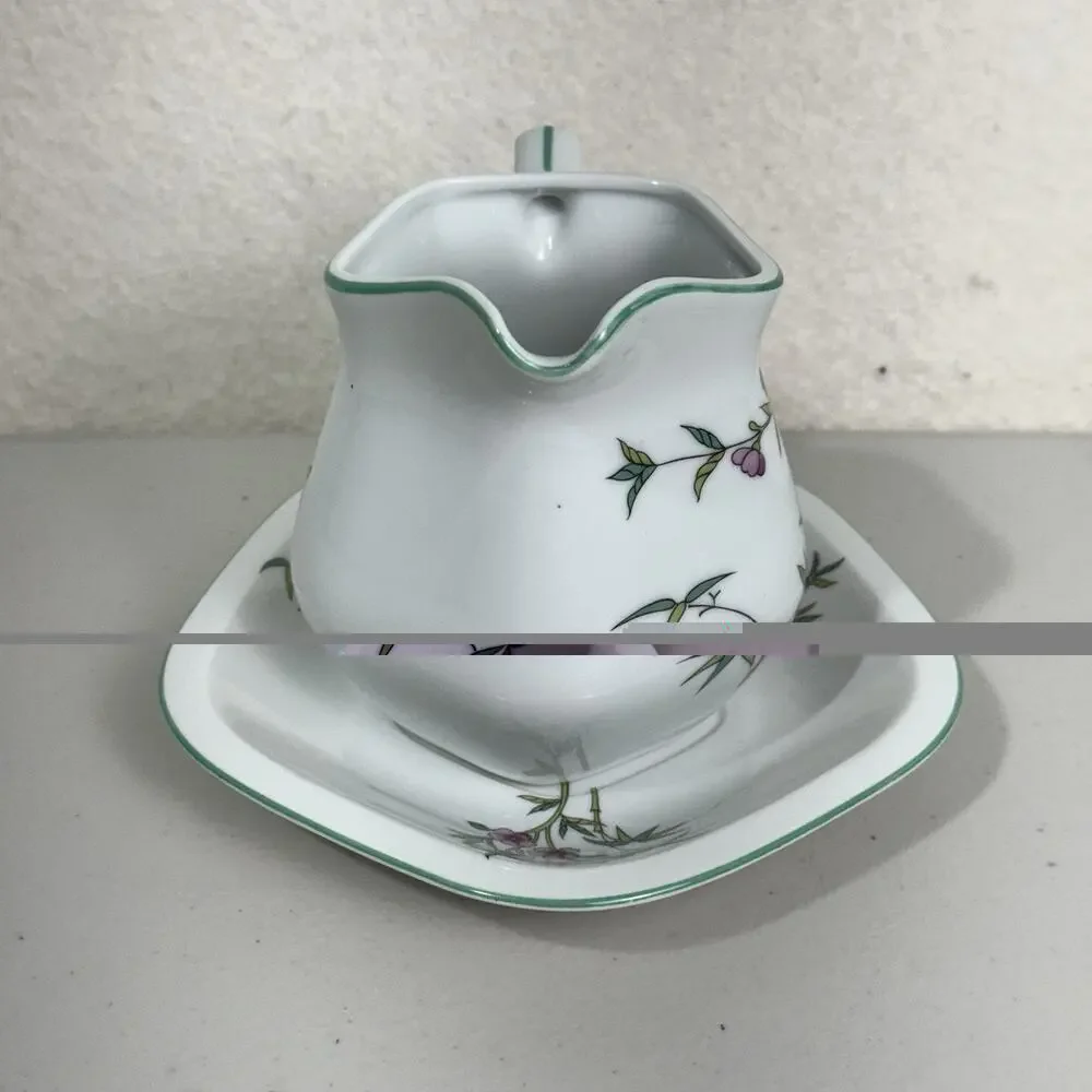 Andre Richard Japan VTG Porcelain Creamer Pitcher & Saucer Plate Indian Tree